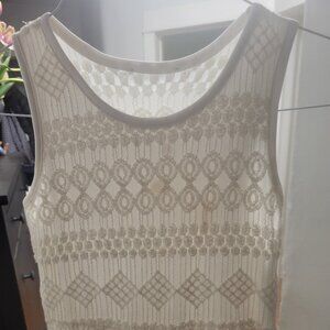 White lace overlay tank dress